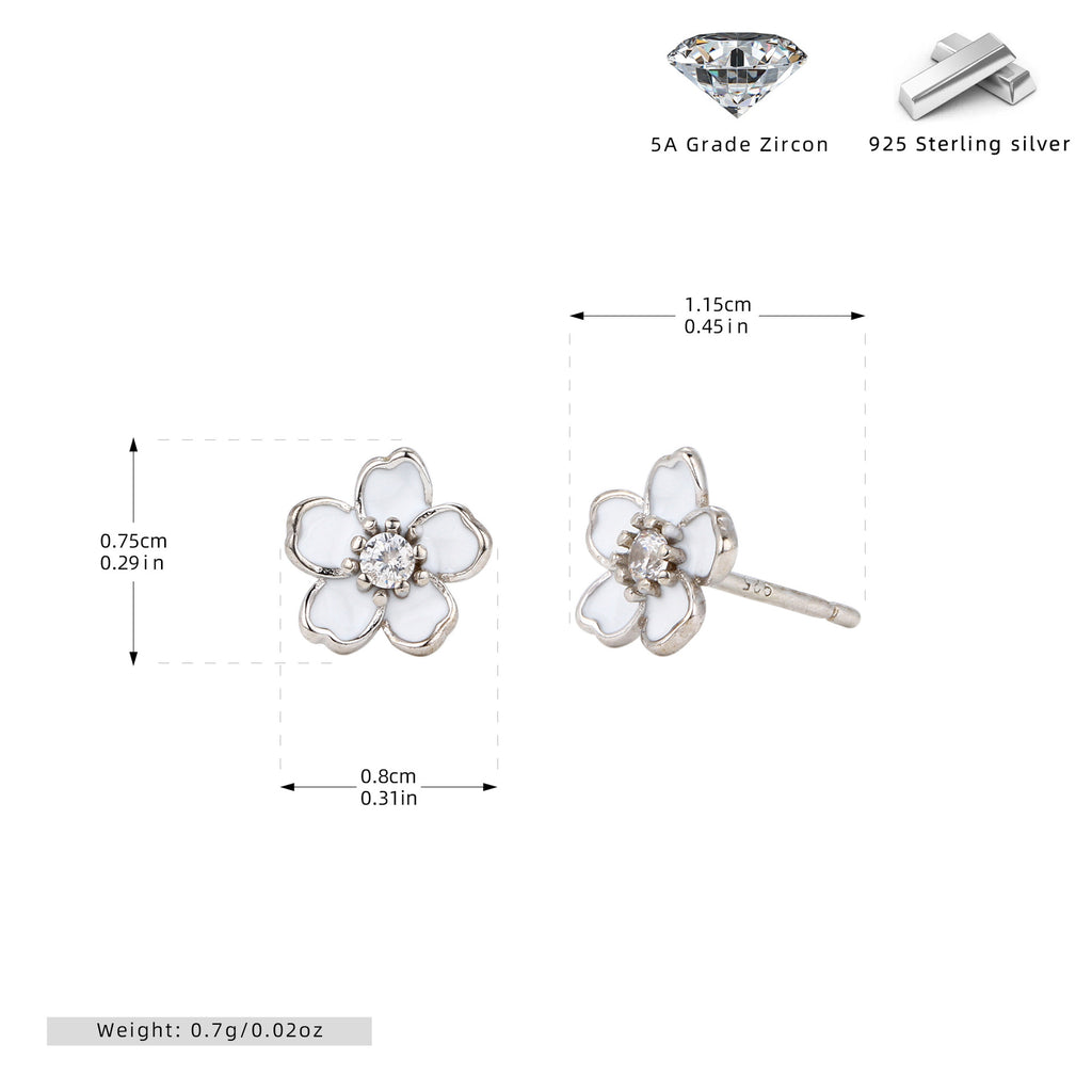 Damen Blumen Ohrstecker aus 925 Sterling Silber mit Zirkonia Shop Nory