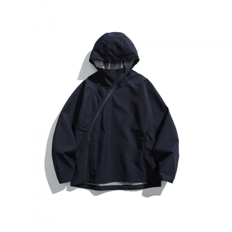 Unisex Leichte Tech-Regenjacke mit asymmetrischem Reißverschluss Shop Nory