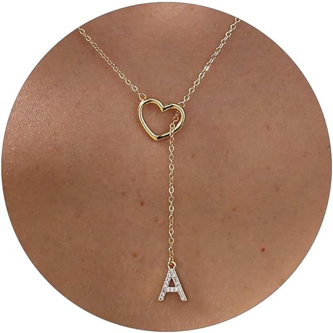 Damen elegante Halskette mit Herz- und initialisiertem Anhänger Shop Nory