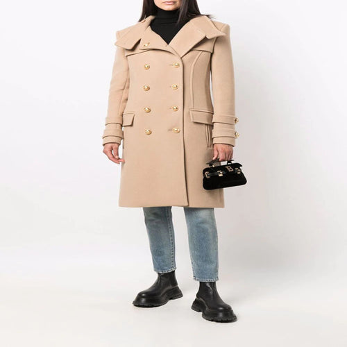 Damen Eleganter Wollmix-Longcoat im Marineinspirierten Doppelreiher mit Oversized-Schalkragen und Zierärmeln Shop Nory