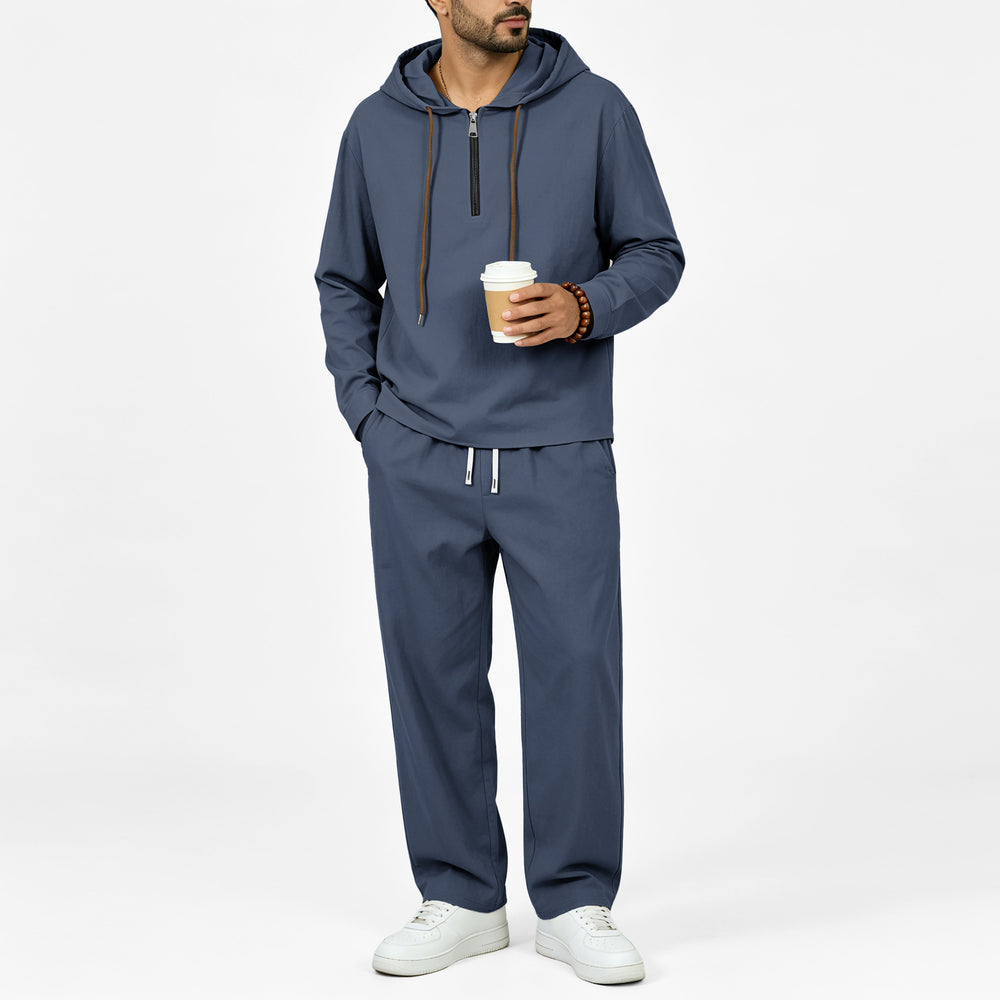 Herren Leichter Halbzip-Kapuzenpullover im Relaxed-Fit mit Kordelzug Shop Nory