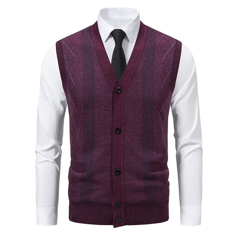 Herren Taillierte Feinstrick‑Weste mit V‑Ausschnitt, Knopfleiste und Eingrifftaschen Shop Nory