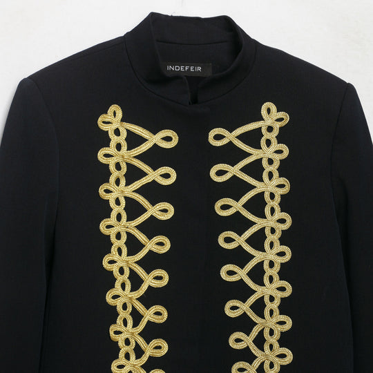 Damen Cropped Militärinspirierte Kurzjacke mit dekorativer Goldborte Shop Nory