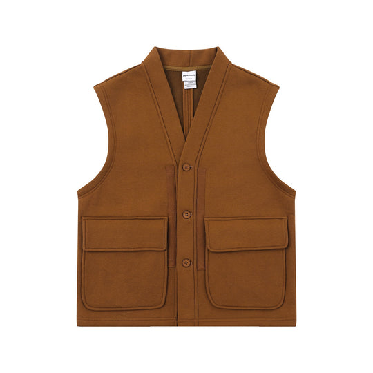 Unisex Utility‑Weste mit V-Ausschnitt, großformatigen Klappentaschen und Knopfleiste Shop Nory