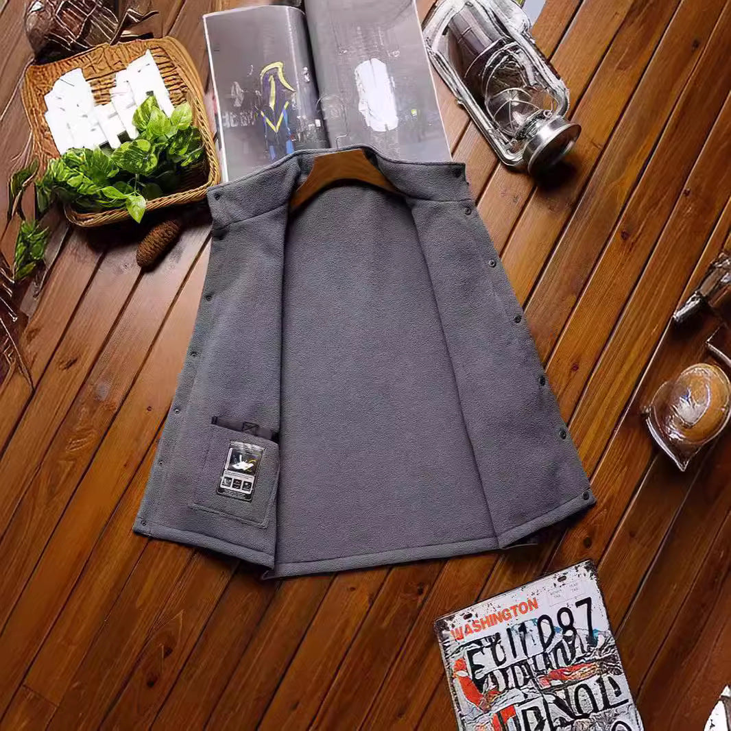 Herren Gefütterte Utility-Weste mit Fleece-Innenlage, Druckknopf‑ und Reißverschluss Shop Nory