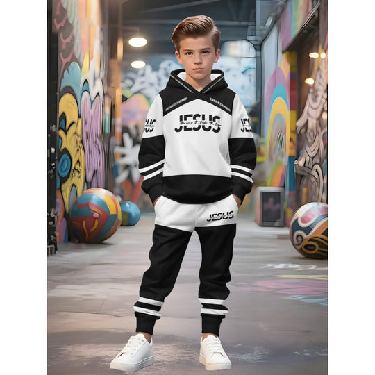 Unisex Kinder Jogginganzug mit Kapuzenpullover und detailreichem Auto-Print Shop Nory