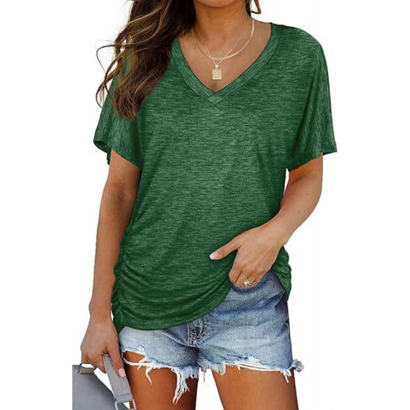 Damen V-Ausschnitt T-Shirt Aus Weichem Single Jersey