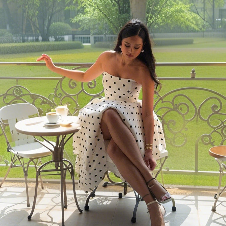 Damen A-linien Polka-Dots Abendkleid