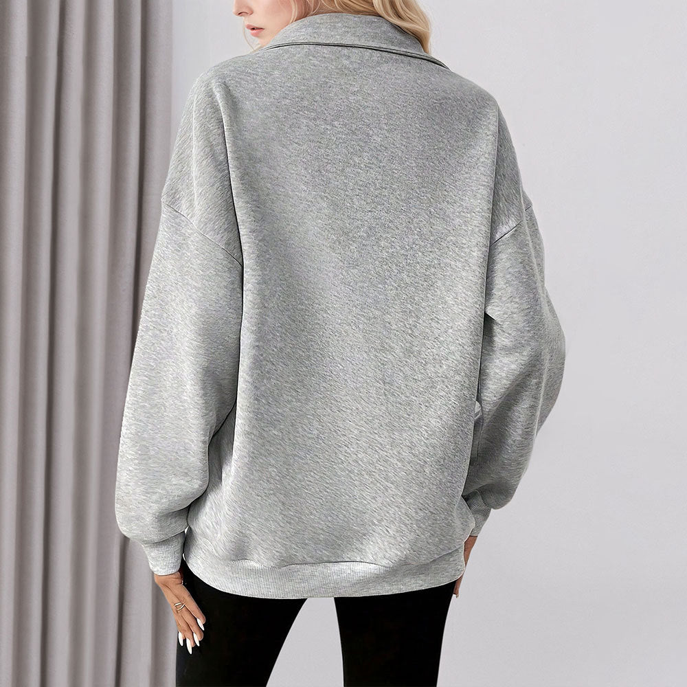 Damen lässiges Oversized-Halbzip-Sweatshirt mit hohem Kragen und Kängurutaschen Shop Nory