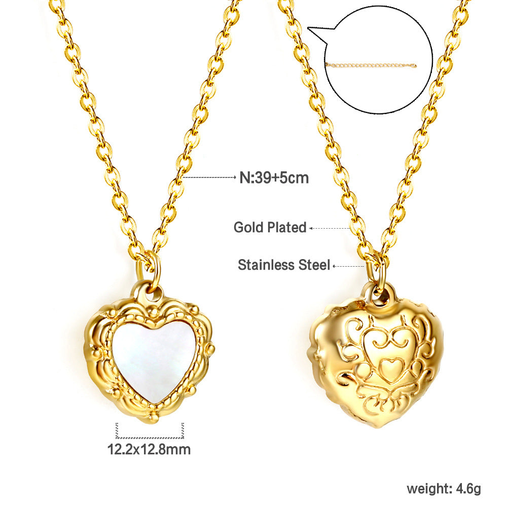 Damen Halskette mit herzförmigem Anhänger aus goldplattiertem Edelstahl Shop Nory