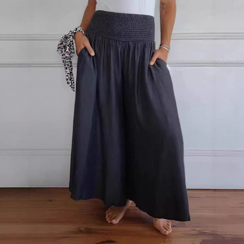 Damen luftige Weite Hose mit elastischem Bund und Taschen