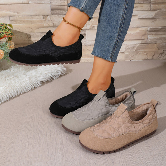 Damen Gepolsterte gesteppte Slip-On Freizeitschuhe mit rutschfester Profilsohle Shop Nory
