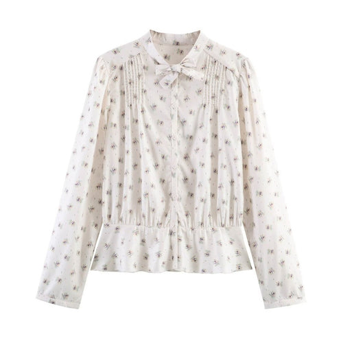 Damen Leichte Viskosebluse mit Stehkragen, Schleifenband und Brustplissees Shop Nory