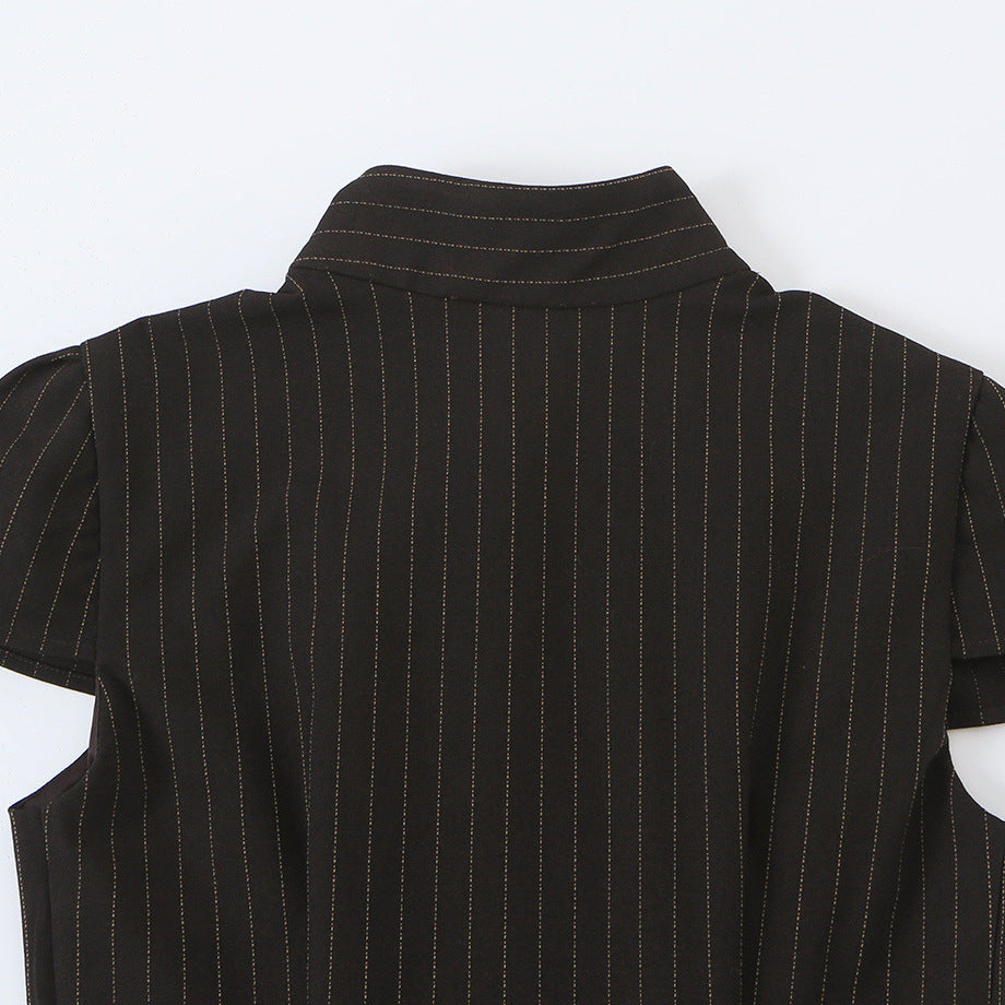 Damen Taillierte Kurzarm‑Weste mit Nadelstreifen und doppelreihiger Knopfleiste Shop Nory