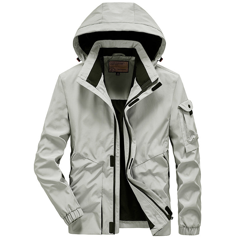 Herren Leichte Multifunktions-Outdoor-Windjacke mit Kapuze und Ärmel‑Tasche Shop Nory