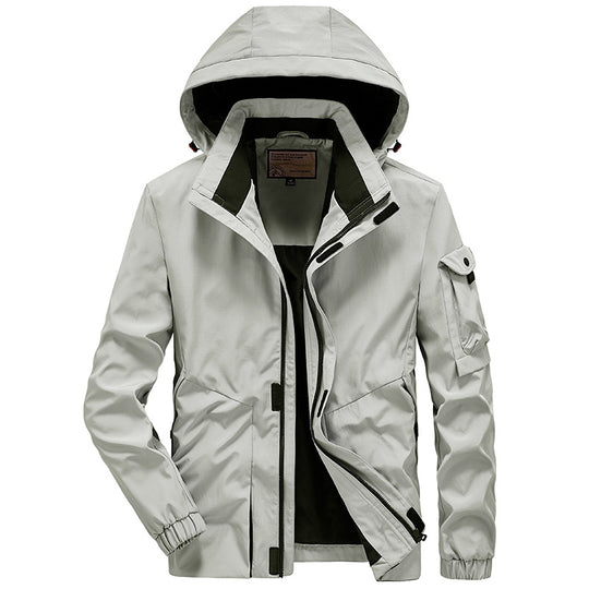 Herren Leichte Multifunktions-Outdoor-Windjacke mit Kapuze und Ärmel‑Tasche Shop Nory