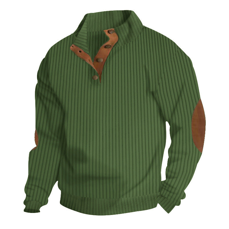 Herren Grobstrick-Troyer mit Zopfmuster, Stehkragen und Leder-Ellbogenpatches Shop Nory