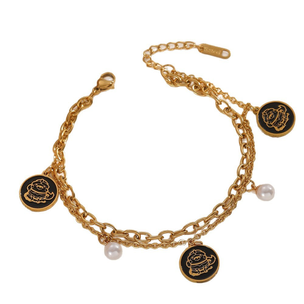 Damen Armband mit charmantem Anhänger und eleganten Perlen Shop Nory