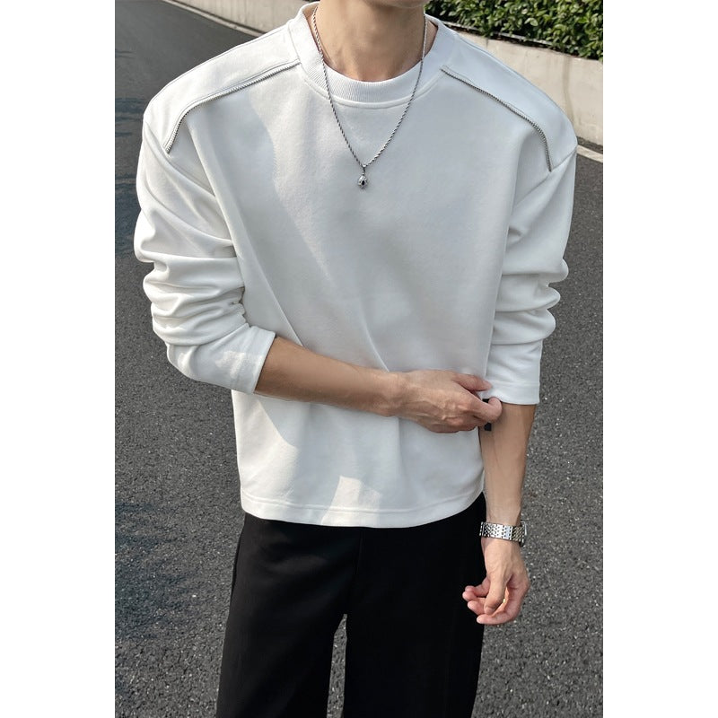 Herren Oversize-Rundhals-Sweatshirt mit überschnittener Schulter und dekorativen Steppnähten Shop Nory