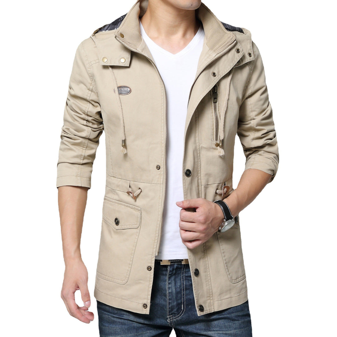 Herren Urbaner Baumwoll-Parka mit Tunnelzug, Brustreißverschluss und geripptem Innenkragen Shop Nory