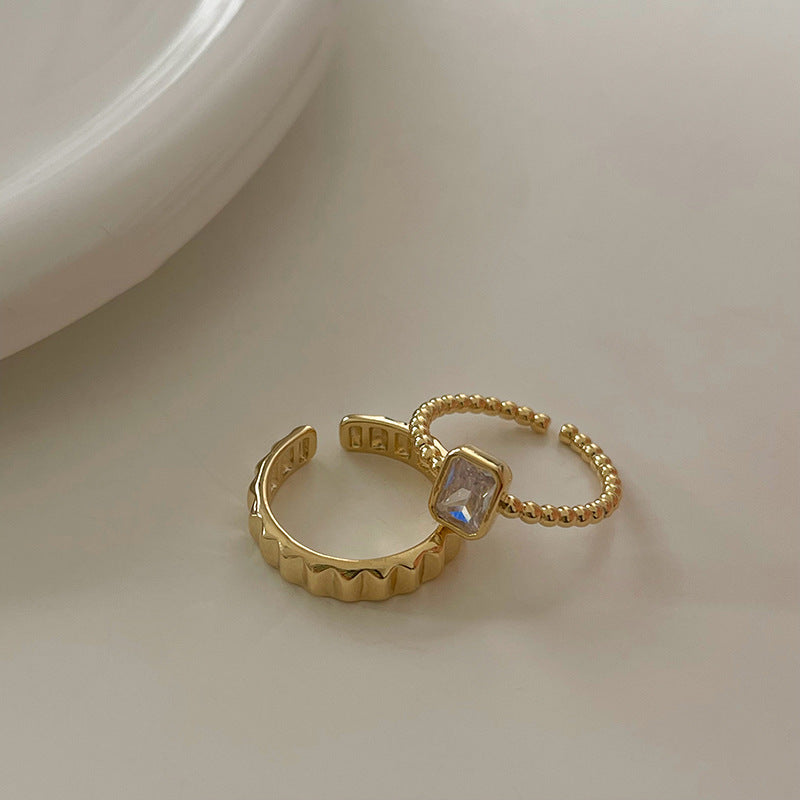 Damen Offener Ring mit dekorativem Zickzack-Muster Shop Nory