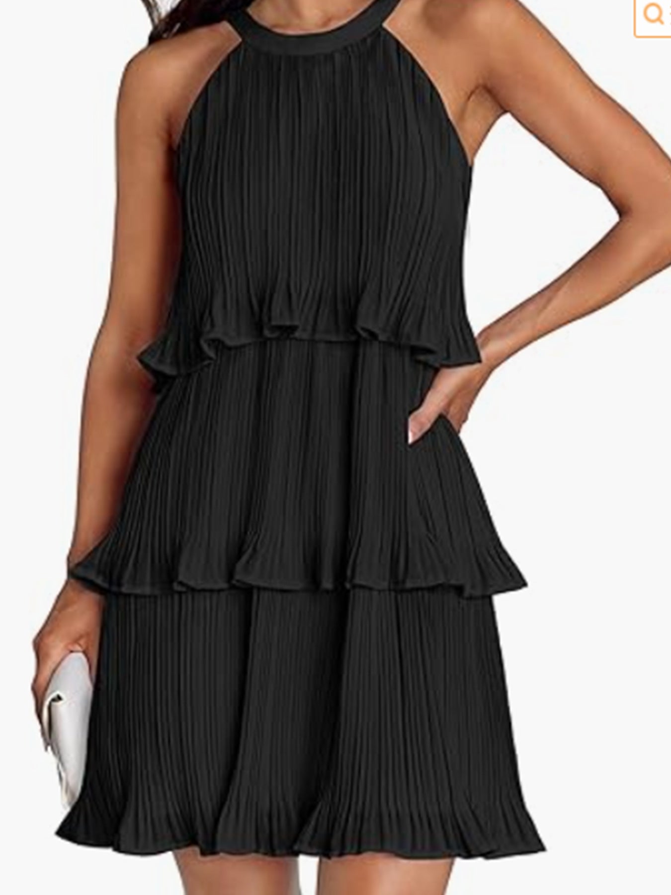 Damen Kleid mit schwingendem Faltenrock und Spitzenrüsche