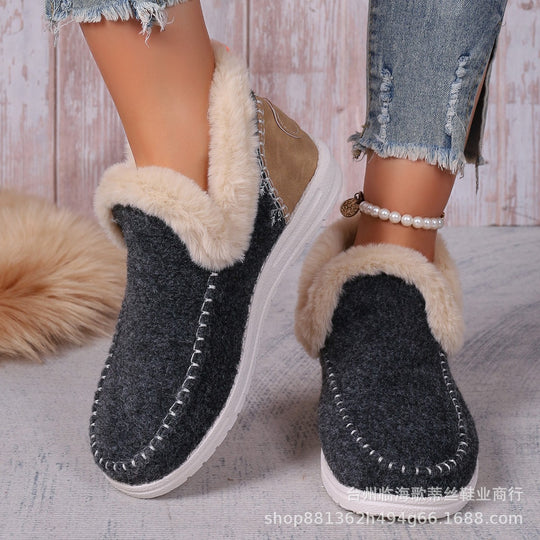 Damen Gefütterte Kurzstiefel-Hausschuhe mit Faux-Fellkragen und rutschfester Gummisohle Shop Nory