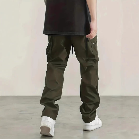 Herren Weite technische Cargohose mit großen Klapp- und Reißverschlusstaschen und Kordelzugbund Shop Nory