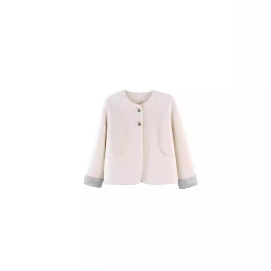 Damen Kurzjacke mit Stehkragen Perlenknöpfen und kontrastmanschetten Shop Nory