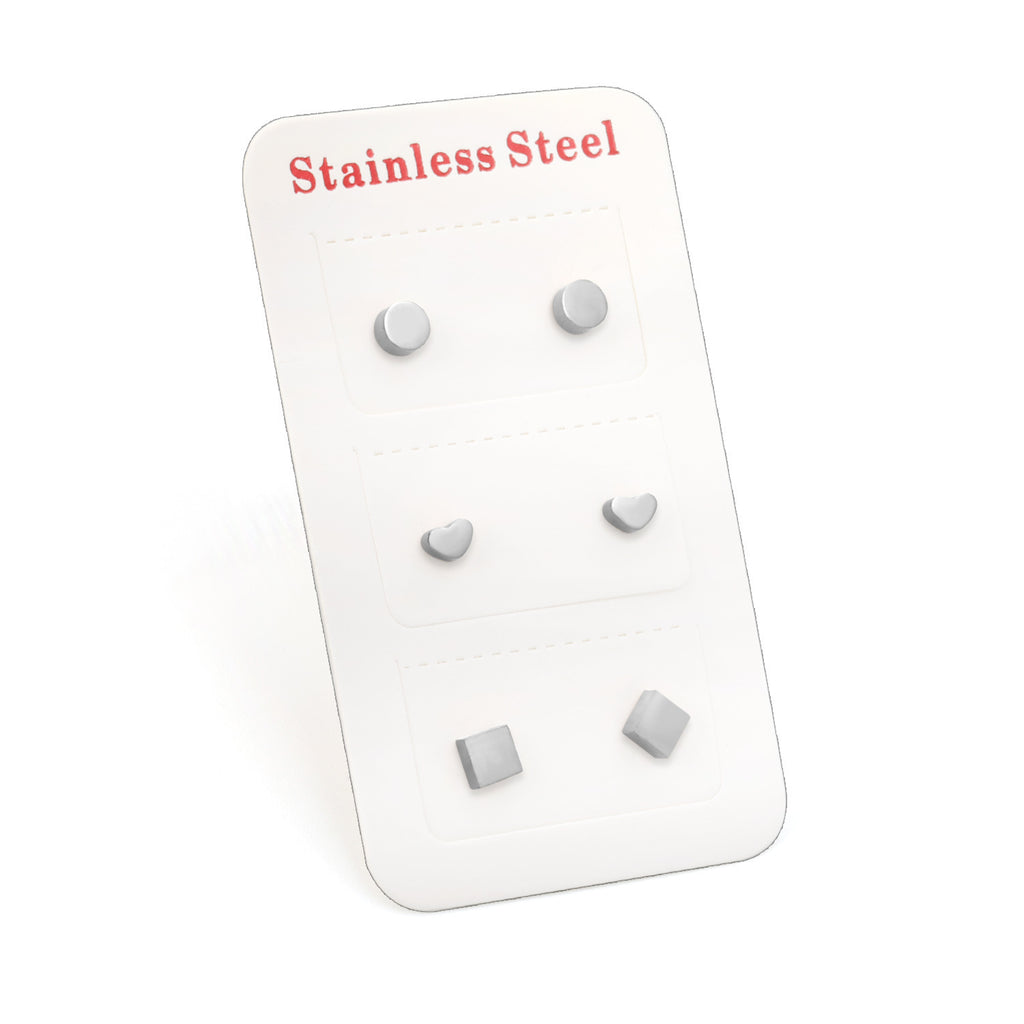 Damen Edelstahl Ohrstecker Set mit verschiedenen geometrischen Formen Shop Nory