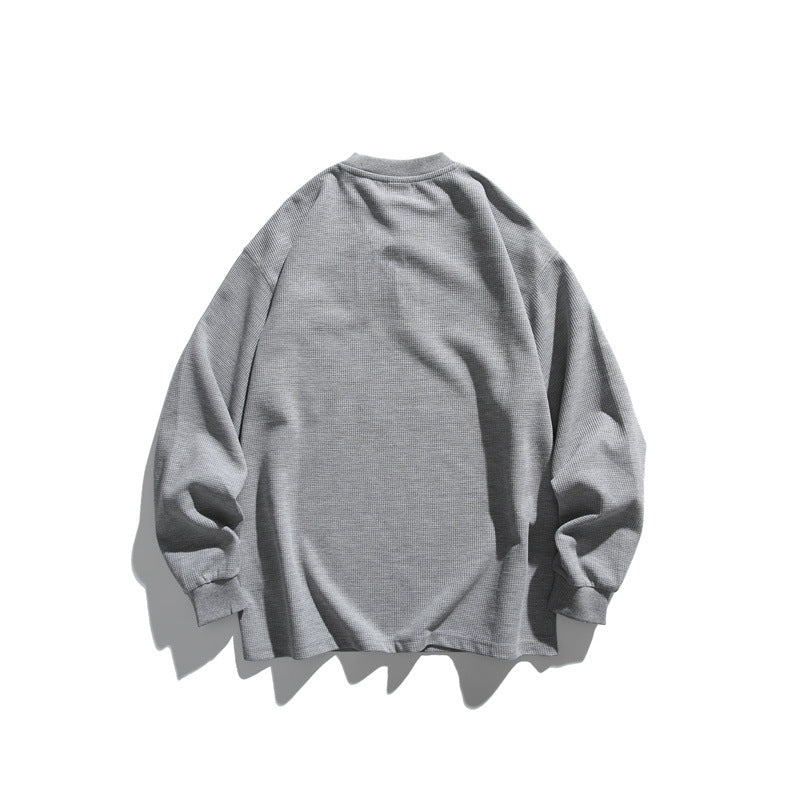 Unisex Oversize Waffel-Henley mit Raglanärmeln und Brusttasche Shop Nory