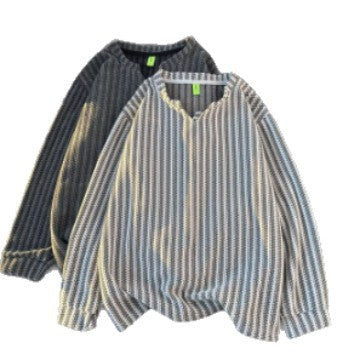Damen Feinstrick-Pullover mit feiner Waffelstruktur, V-Notch-Ausschnitt und legerer Oversize-Passform Shop Nory