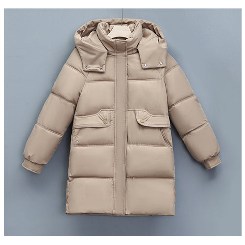 Damen nan langer thermogepolsterter Parka mit abnehmbarer Kapuze, verdecktem Reißverschluss und Klappentaschen Shop Nory