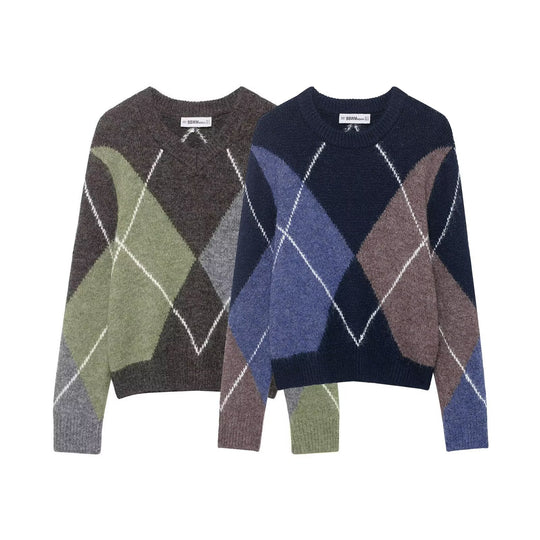 Damen Oversized Rautenstrickpullover mit Mohaireffekt Shop Nory