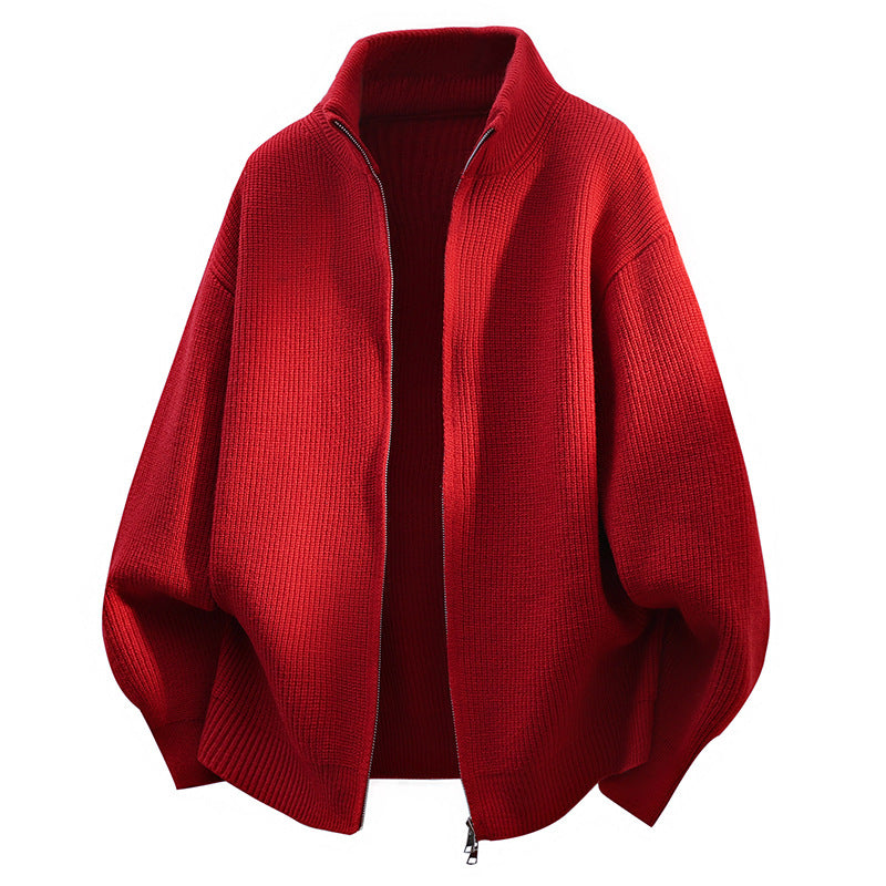 Damen Oversized Strickjacke mit hohem Kragen und Reißverschluss Shop Nory