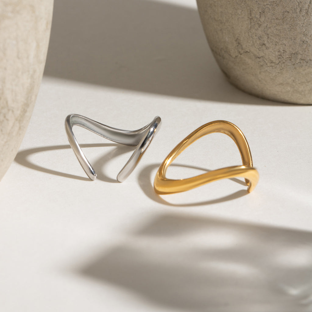 Damen Offenes Ringarmband aus hypoallergenem Edelstahl mit modernem Design Shop Nory