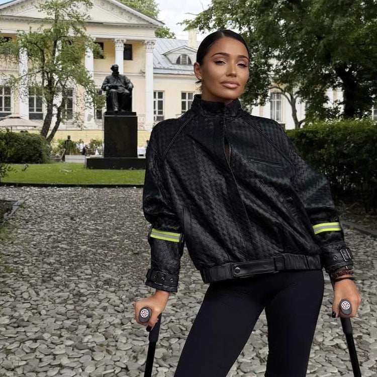 Damen Boxy-Outdoor-Bomberjacke mit hohem Kragen und reflektierenden Bündchen Shop Nory