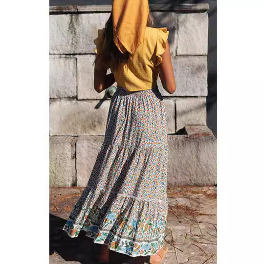 Damen Maxi-Rock aus floraler Baumwolle