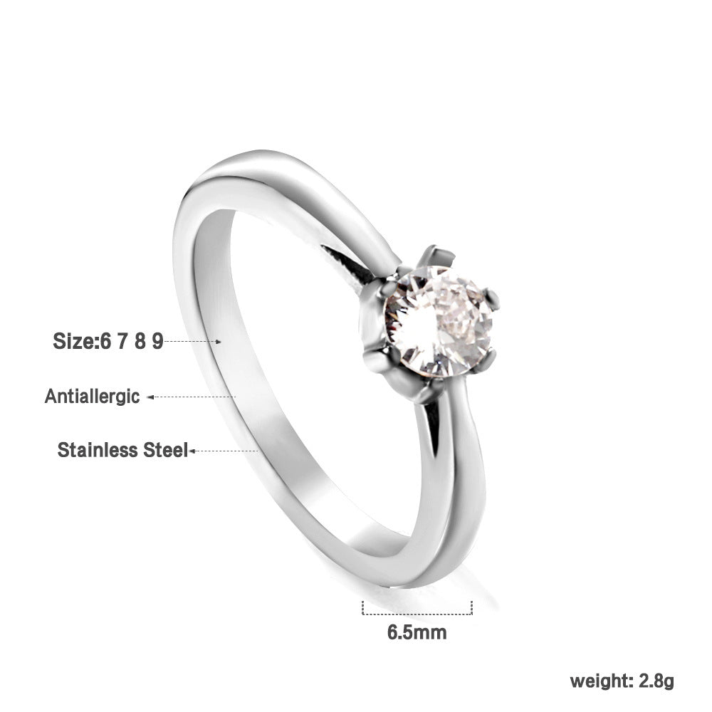 Damen Ring mit brillantem Zirkonia und eleganter Edelstahlfassung Shop Nory