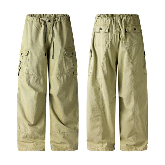 Damen Weite Cargo-Palazzo-Hose mit Tunnelzugbund und Mehrfachtaschen Shop Nory