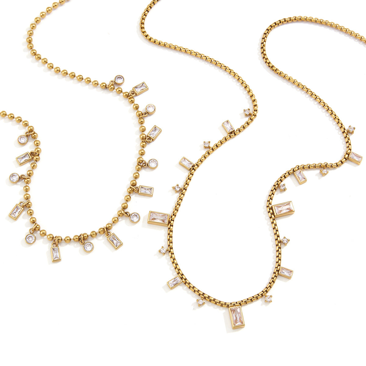 Damen Halskette mit hochwertigen Zirkonia-Elementen und robustem Edelstahl Shop Nory