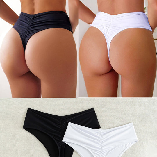 Damen Hochtaillierte Bikini-Hose mit elegantem Rüschendesign