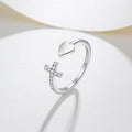 Damen Offener Ring mit Herz- und Kreuzdesign Shop Nory