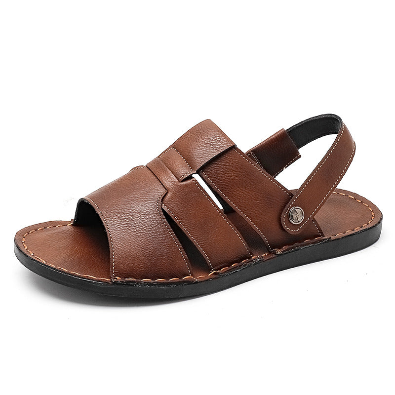 Herren Bequeme und elegante Leder-Sandalen mit verstellbarem Riemensystem