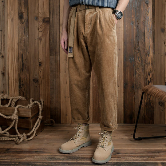 Herren Cordhose im Relaxed-Fit mit konischer Passform und Canvas-Gürtel Shop Nory