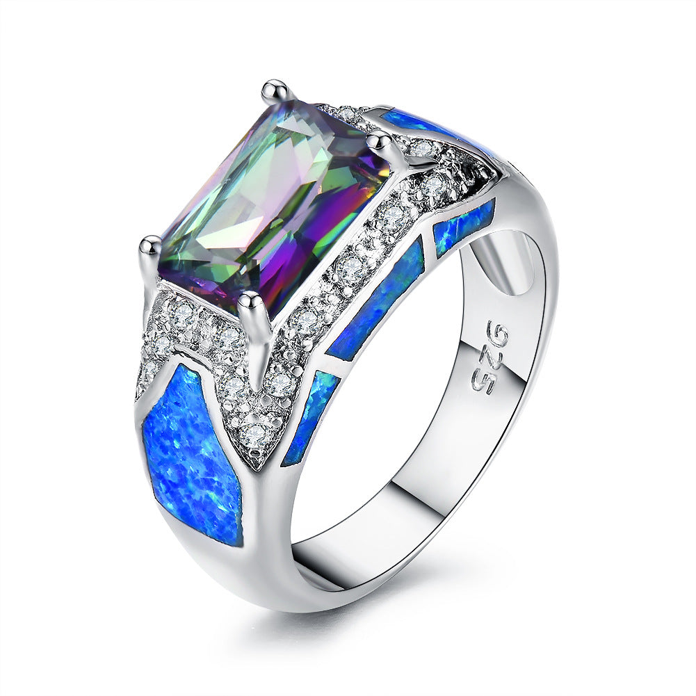 Damen Schmuckring mit mehrfarbigem Kristall und funkelnden Zirkonia Shop Nory