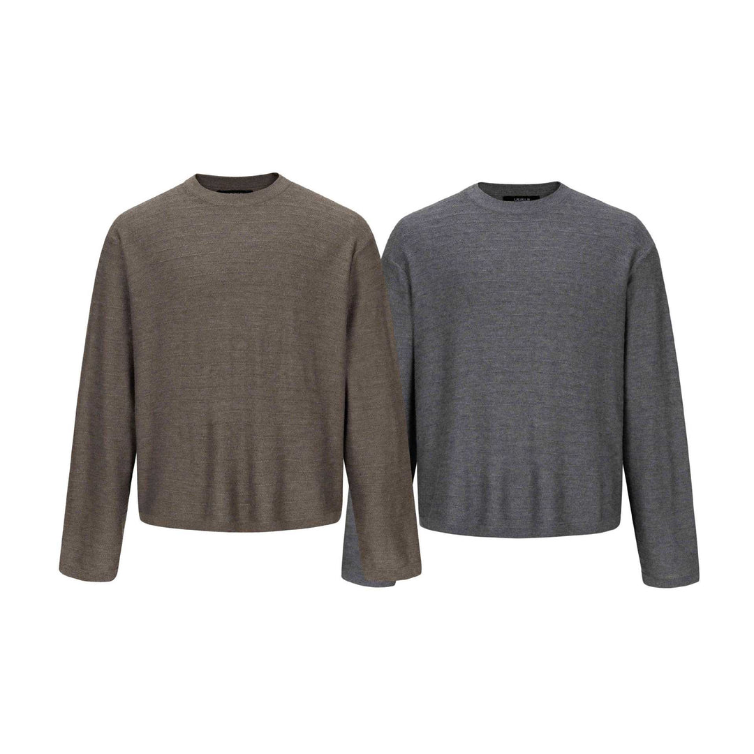 Unisex Feinstrick-Rundhalspullover mit feiner Längsstruktur und geradem Saum Shop Nory