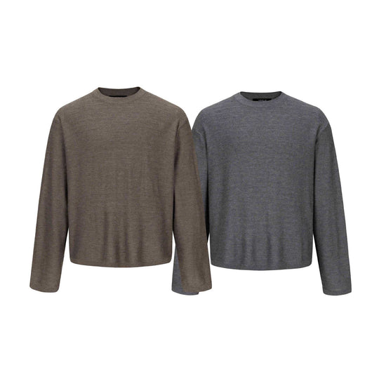 Unisex Feinstrick-Rundhalspullover mit feiner Längsstruktur und geradem Saum Shop Nory