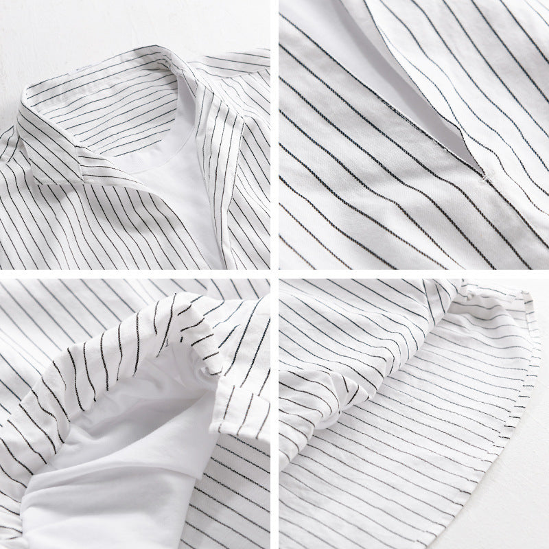 Herren Gestreiftes Oversize-Hemd mit Kentkragen und verdeckter Knopfleiste Shop Nory