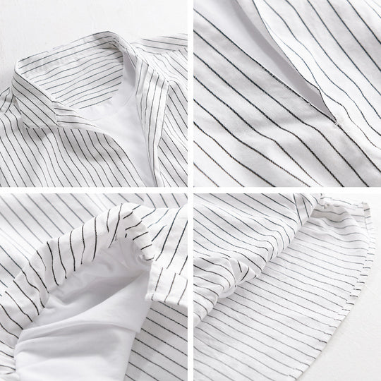 Herren Gestreiftes Oversize-Hemd mit Kentkragen und verdeckter Knopfleiste Shop Nory